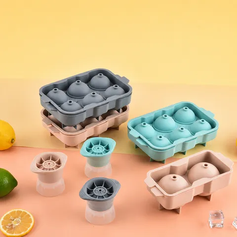 Stampo per Ghiaccio in Silicone Whiskey Grande Sfera di Ghiaccio Flessibile con Coperchio per Casa Cucina Bar Bevande Fredde