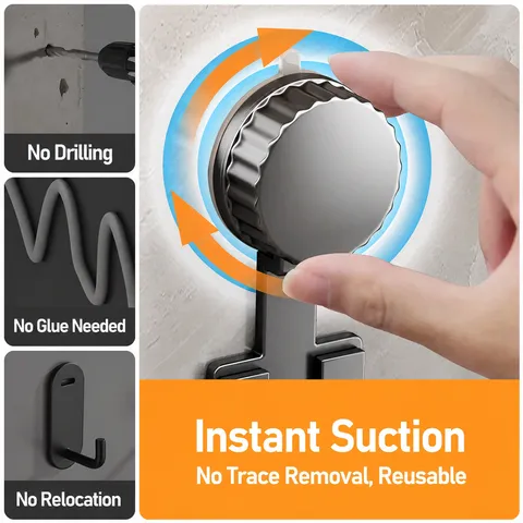 Wall-Mounted Suction Cup Kitchen Storage Basket Punch-Free Spice Garlic Holder Rack