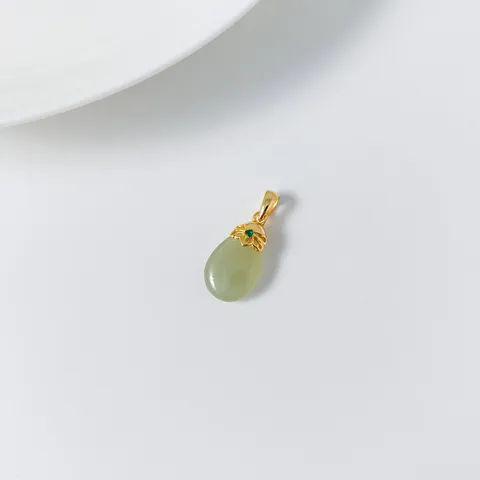 S925 Sterling Silver Nephrite Jade Water Drop Pendant For Women Dainty Green Stone Pendant Only Without Chain Jewelry