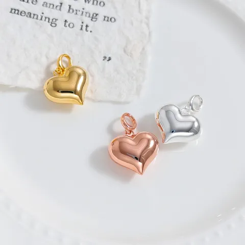 Ciondolo a Cuore Lucido in Argento Sterling 925 Solo Senza Catena Ciondolo a Forma di Cuore Amore Stereoscopico per Donna Gioielli Regalo