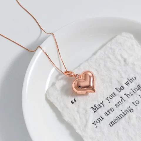 Ciondolo a Cuore Lucido in Argento Sterling 925 Solo Senza Catena Ciondolo a Forma di Cuore Amore Stereoscopico per Donna Gioielli Regalo