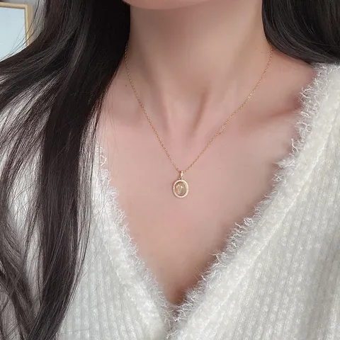 S925 Sterlingsilber Gelber Rutilquarz Oval Anhänger Für Damen Inkrustiert Strass Exquisit Minimalistisch Ins Stil Nur Anhänger
