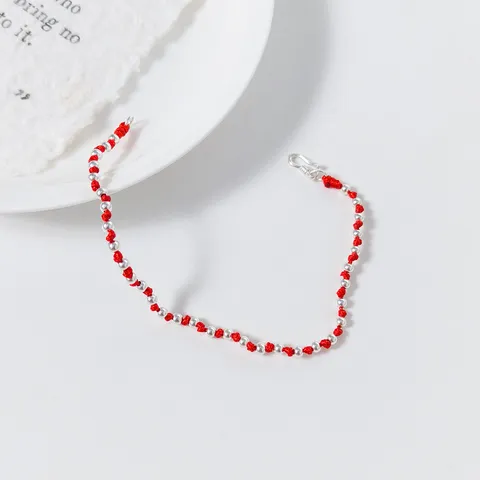 S925 Sterling Silber Perlen Armband Für Damen Buntes Geflochtenes Seil Dopamin Stil Verstellbares Armband Minimalistischer Schmuck