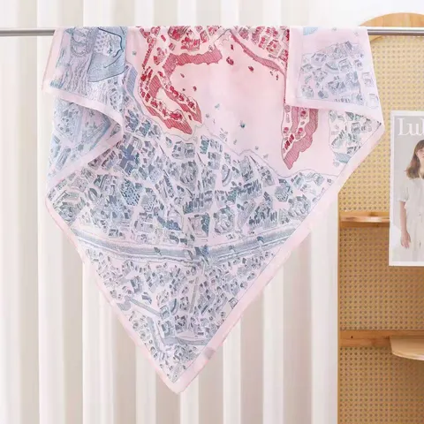 Women Fashion Satin Square Scarf Retro Graffiti Floral Paisley Print Neckerchief Hair Band Head Scarf Gift