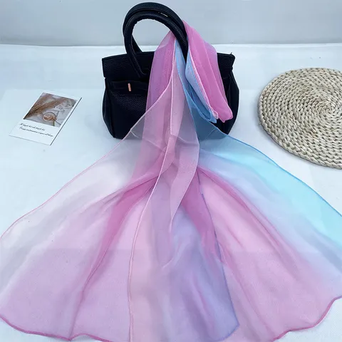Sciarpa in Georgette Sfumata da Donna Scialle Protettivo Solare Morbido e Leggero Sciarpe Lunghe Colorate per l'Estate