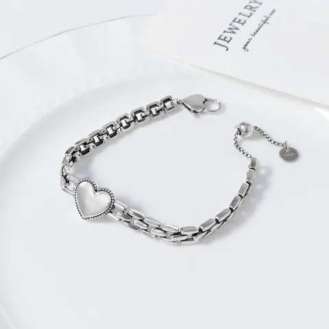 925 Sterling Silver Heart Watch Chain Bracelet For Women Vintage Thai Silver Style Cold Tone Temperament Niche Jewelry Gift
