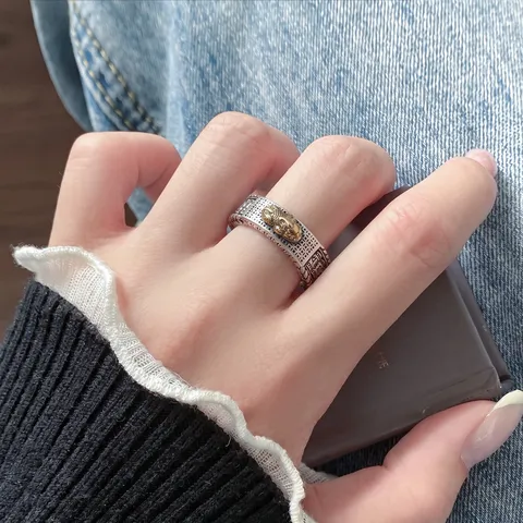 925 Sterling Silver Retro Chinese Style PiXiu Rotating Mantra Ring For Women Hollow Antique Thai Silver Jewelry Copper Accents