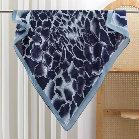Sciarpa Quadrata in Raso da Donna Minimalista Floreale Geometrica Stampata Sciarpa Effetto Seta Leggera Sciarpa da Collo alla Moda