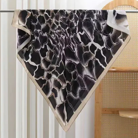 Donna Moda Stampato Raso Seta Foulard Vintage Floreale Uccello Stampa Quadrato Foulard Elegante Collo Sciarpa Scialle