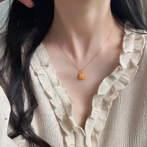 Filigraner Quadratischer Anhänger Ohne Kette Minimalistischer Geometrischer Bernstein Feiner Halsketten Schmuck Zubehör Geschenk Für Damen
