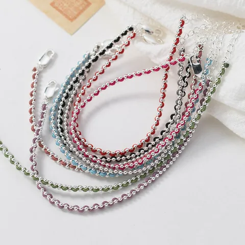Minimalistisches S925 Sterlingsilber Perlen Geflochtenes Kordel Armband Koreanischer Stil Bunter Faden Freundschaftsarmband Schmuck Geschenk Für Damen