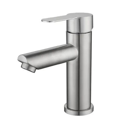 Grifo Moderno de Acero Inoxidable para Lavabo Cepillado Monomando Agua Fría y Caliente para Fregadero de Baño