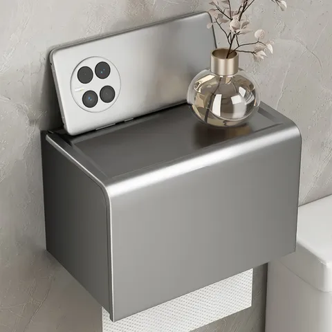 Wandmontierter Toilettenpapierhalter Raumfahrtaluminium Wasserdichte Taschentuchbox Aufbewahrungsregal Für Badezimmer