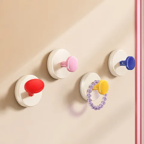 Colorful Suction Cup Wall Hook Punch Free Heavy Duty Adhesive Hanger For Porch Bathroom Hat Bag Storage