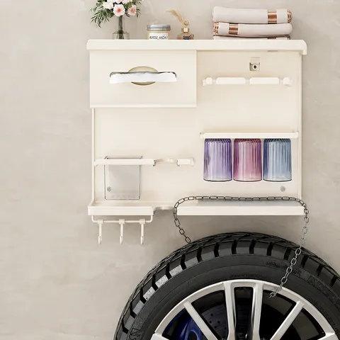 Étagère de Rangement Murale pour Salle de Bains en Acier au Carbone Sans Poinçonnage Porte-Brosse à Dents Électrique Organisateur