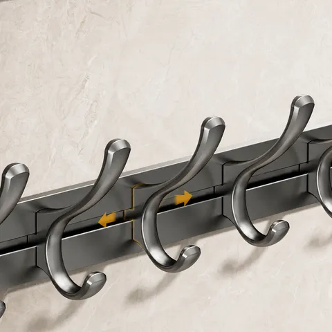 Raum Aluminium Saugnapf Tür Rückseite Haken Wandmontierte Stanzfreie Kleiderbügel Multi Haken Aufbewahrungsregal Für Badezimmer