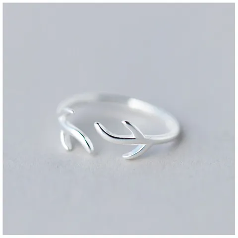 925 Sterling Silver Deer Antler Ring For Women Sweet Reindeer Horn Tree Branch Adjustable Open Finger Ring Christmas Jewelry Gift