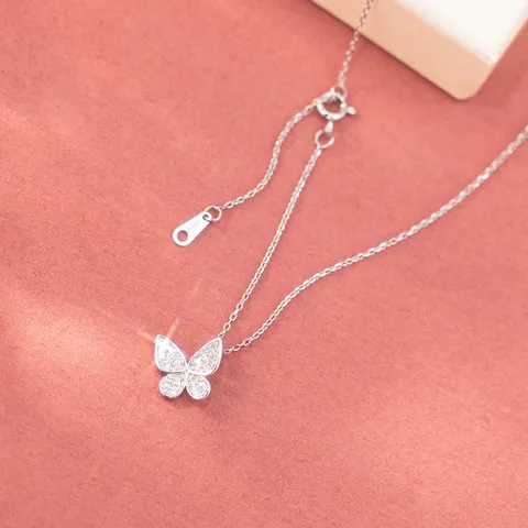 925 Sterlingsilber Schmetterling Anhänger Halskette Für Damen Eingelegte Strass Schlüsselbein Kette Sommer Wald Stil Literarischer Schmuck Geschenk