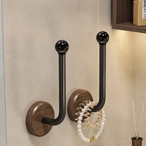 Vintage Holz Metall Wandmontage Aufbewahrungshaken Ohne Bohren Haarschmuck Organizer Halter Für Badezimmer Schlafzimmer Heimdekoration