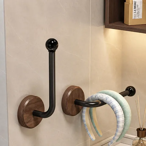 Vintage Holz Metall Wandmontage Aufbewahrungshaken Ohne Bohren Haarschmuck Organizer Halter Für Badezimmer Schlafzimmer Heimdekoration