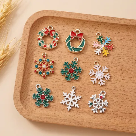 Zinc Alloy Enamel Flower Cat Snowflake Charms Cute Animal Floral Pendant DIY Earring Bracelet Keychain Craft Making Findings
