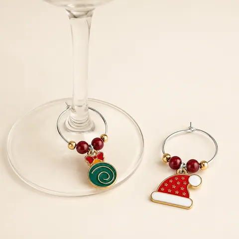 Identificatori per Bicchieri da Vino di Natale in Lega di Zinco Strass Segnabicchieri Renna Pupazzo di Neve Albero Pendente Decorazione per Festa