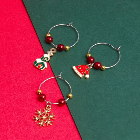 Identificatori per Bicchieri da Vino di Natale in Lega di Zinco Strass Segnabicchieri Renna Pupazzo di Neve Albero Pendente Decorazione per Festa