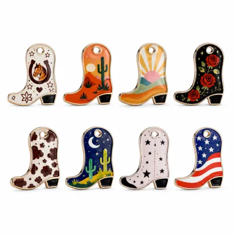 Stivali da Cowboy retrò Occidentali in Lega di Zinco Smaltati Ciondoli Accessorio Fai da Te Per Collana Bracciale Portachiavi