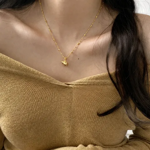 925 Sterling Silver Delicate Minimalist Gourd Pendant Necklace Sparkling Rhinestone Heart Star Bead Chain Choker For Women Elegant Gift
