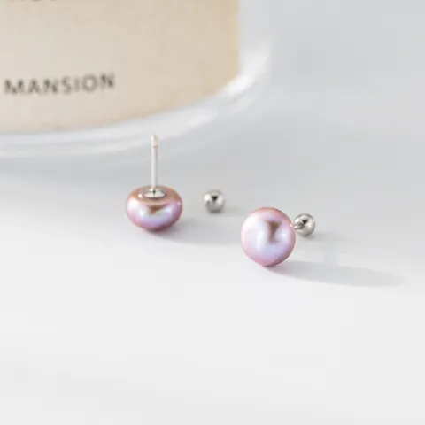 Eleganter Silber Künstliche Perle Ohrstecker Mit 925 Sterling Silber Ohrstecker-Stift Leichter Luxus Rund Schraubgewinde Schmuck Für Damen