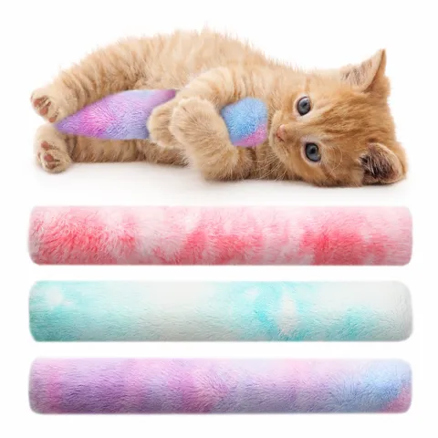 Cat Plush Chew Toy Gradient Tie-Dye Interactive Teething Toy Stuffed Pillow with Catnip for Cats Pet Supplies