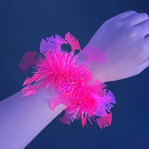 Halloween Fluorescent Glowing Wrist Corsage PET Tassel Bracelet Pumpkin Ghost Skull Bat Costume Props For Party Carnival Show Decor