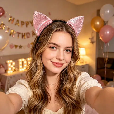 Serre-tête Oreilles de Chat Paillettes pour Décoration Fête Cosplay Plastique Brillant Accessoire de Costume