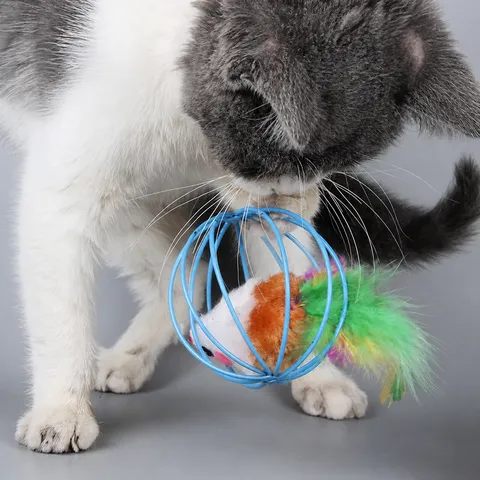 Cat Toy Interactive Self-Amusement Plush Mouse Cage Tumbler Toy Pet Supplies Kitten Play Training Interactive Toy