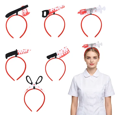 Serre-tête Arme Ensanglantée Effrayante D'Halloween Couteau De Simulation En Acrylique Hache Scie Ciseaux Accessoires De Costume De Fête