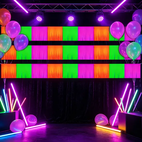 Neon Fluorescent Metallic Fringe Garland Color Block Tassel Banner Festive Theme Birthday Party Streamer Background Decoration Supplies