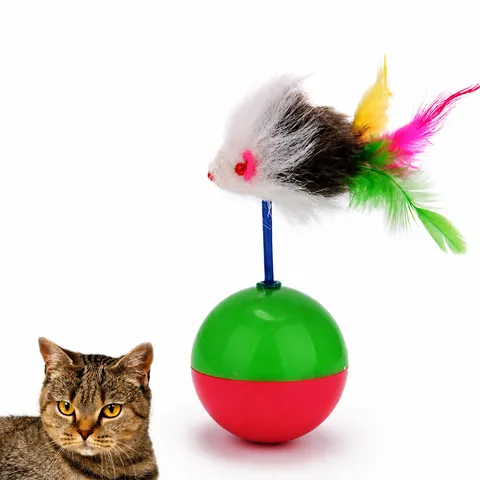 Juguete Basculante Interactivo para Gatos Ratón de Pluma Palo de Plástico Juguete de Entretenimiento para Gatitos Artículos para Mascotas