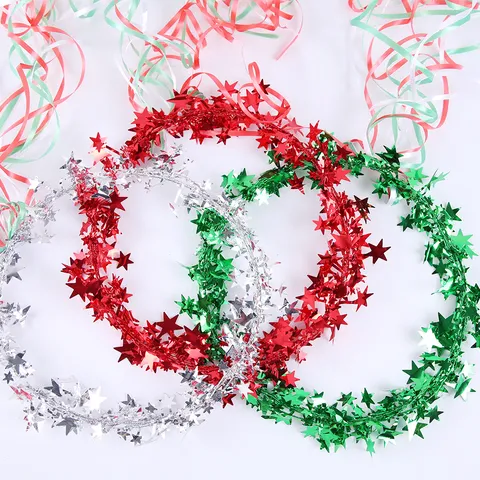 Diadema de Estrella de Navidad Rojo Verde Plata Borla Cinta Navidad Pentagrama Guirnalda Fiesta Tocado Accesorios de Fotografía Decoración