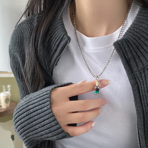S925 Sterling Silver Square Pendant Necklace for Women Thai Silver Platinum Plated Minimalist Geometric Lucky Tag Chain Necklace