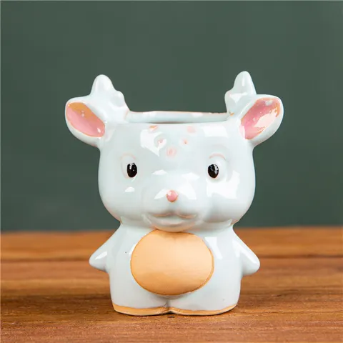 Süßes Cartoon Tier Keramik Sukkulente Blumentopf Kreative Desktop Pflanze Übertopf Mini Bonsai Topf Heim Büro Dekor
