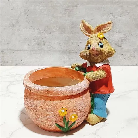 Cute Cartoon Rabbit Succulent Flower Pot Resin Animal Plant Container Desktop Home Decor Planter Gardening Pot