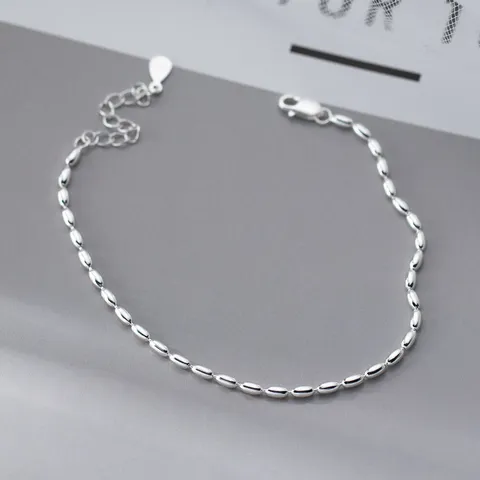 Authentisches 925 Sterlingsilber Minimalistisches Olivenperlen Armband Für Damen Ins Stil Elegantes Geometrisches Doudou Kette Schmuck Geschenk