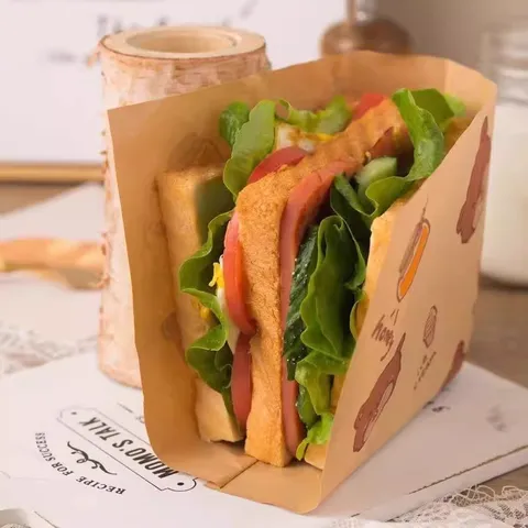 Papel de Sándwich Antigrasa Desechable Estampado de Oso Lindo Papel de Envoltura de Alimentos Para Desayuno Hamburguesa Horneado