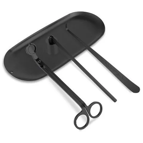 Outil de Soin pour Bougie Parfumée en Acier Inoxydable Noir Coupe-Mèche Éteignoir Plateau Allume-Feu USB Accessoires pour Bougies