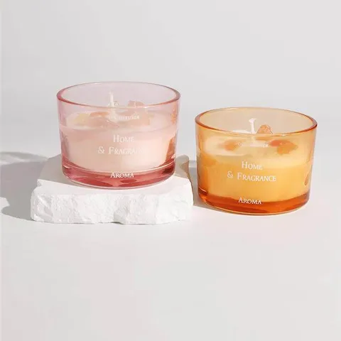 Nordic Colored Glass Candle Holder Transparent Empty Cup Aromatherapy Candle Cup Home Decor Creative Glass Jar