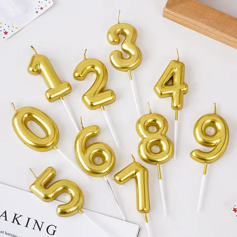 Gold Number Birthday Candles Cake Decoration Party Dessert Table Baking Supplies