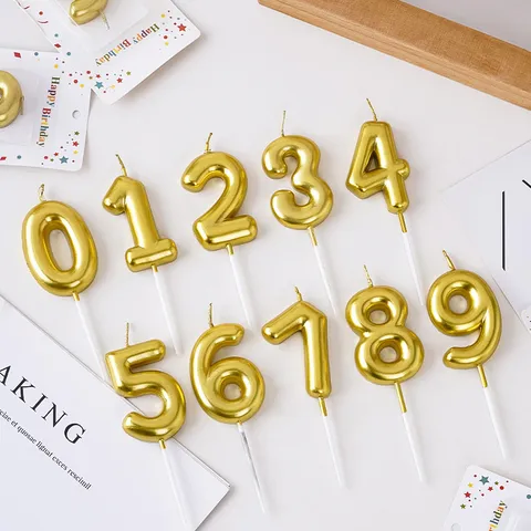 Gold Number Birthday Candles Cake Decoration Party Dessert Table Baking Supplies