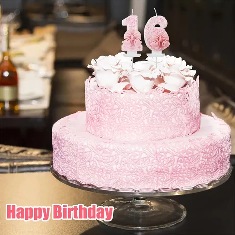 Pink Bowknot Number Birthday Candle Cute Glitter Digits Cake Topper For Kids Adults Anniversary Party Celebration Decor