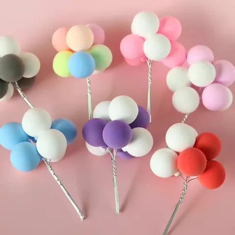 Colorful Clay Balloon Cake Topper Macaron Ball Cake Decoration For Birthday Party Dessert Table Baking Supplies