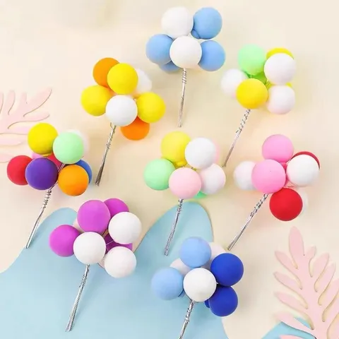 Colorful Clay Balloon Cake Topper Macaron Ball Cake Decoration For Birthday Party Dessert Table Baking Supplies